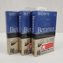 Lot of 3 Sony Betamax L-750 Blank Recordable Beta Tape &#39;Hi-Packing&#39; NEW SEALED - £15.00 GBP