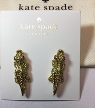 KATE SPADE 12K Gold-Tone Swamped Pavé Alligator Stud Earrings w/ KS Dust... - £37.92 GBP