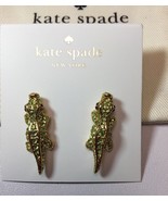 KATE SPADE 12K Gold-Tone Swamped Pavé Alligator Stud Earrings w/ KS Dust... - $48.00