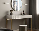 Gold And White Desk, Home Office Desk, Contemporary Makeup Vanity Table, - £193.01 GBP