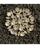 Vintage Bogoff Clear Rhinestone Snowflake Brooch Pin Signed - $830.38 MXN