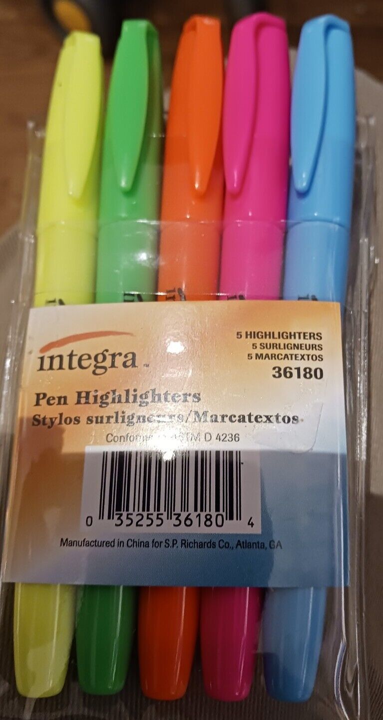 Integra Pen Style Fluorescent Highlighters - ITA36180 - $5.94