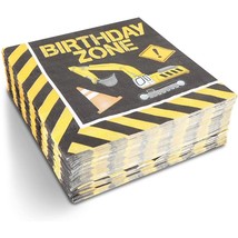 Construction Theme Birthday Party Napkins (6.5 In, 100 Pack) - £19.22 GBP