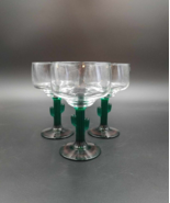 12 Oz Libby Southwest Cactus Margarita Glasses Green Stem 6” Set of 3 - £11.57 GBP