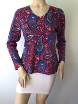 Talbots Sz. M Petite &#39;The Talbots Tee&#39; Women&#39;s Paisley Print Long Sleeve Top - £11.93 GBP