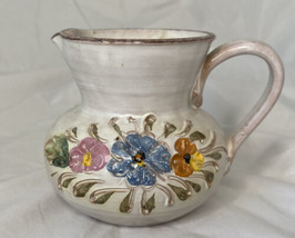 Ainring Keramik Handerbeit 3.5&quot; Clay Pitcher Creamer Austrian Handmade floral - £23.43 GBP