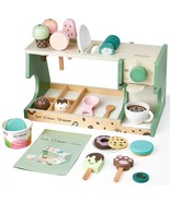 Wooden Ice Cream Toy, 3-In-1 Ice Cream Counter With Coffee Maker 28 Pcs ... - $67.99