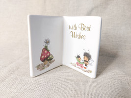 Vintage Miniature Ceramic Get Well, With Best Wishes Card Ornament - £23.98 GBP