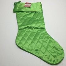 Holiday Time Lime Green Quilted Stocking Christmas Hanging Decoration - $19.99