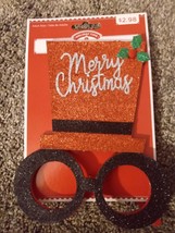 Holiday Time Christmas Glitter Top Hat Novelty Glasses NEW - £2.56 GBP