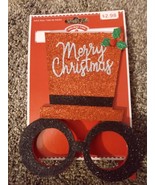 Holiday Time Christmas Glitter Top Hat Novelty Glasses NEW - £2.55 GBP