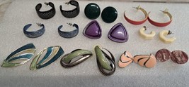 Lot of 10 Fabulous Pairs of Vintage Estate Enamel &amp; Metal Pierced Earrings - $10.77