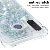 Sparkling Liquid Glitter Case For Samsung Galaxy A 21 - Silver Glitter Hearts image 8