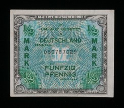 1944 Alliierten Militär Währung Deutschland 50 Pfennig Fast Handgehoben ... - $985.10 MXN