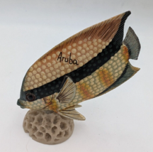 Hand Painted Salt Water Tropical Fish on Coral Figurine Aruba Souvenir Reef - £7.94 GBP