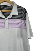 Travis Mathew Shirt Size XL Polo Knit Pima Cotton Blend Gray Purple Stri... - $46.57