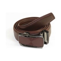 Mens VALENTINI Leather Belt Automatic Adjustable Removable Buckle RT031 Brown image 2