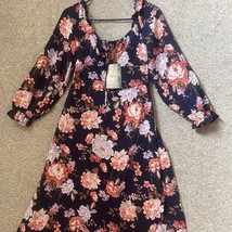 Lily Rose Juniors Navy Floral Midi Long Sleeve Dress Size Youth Small - $30.99