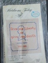 Vntg Heirloom Today Cross Stitch  &quot;Give Me Liberty Or Give Me Death&quot; NoS... - £10.25 GBP
