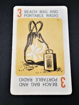 1965 Mystery Date board game replacement card yellow # 3 beach bag &amp; radio - £3.92 GBP