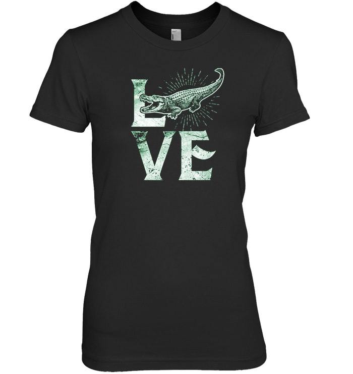 Love Alligator Tee Shirt Gator Crocodile Silhouette Gift - £15.97 GBP