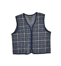 Requirements Wool Sweater Vest Womens L Petite Zip Front Plaid Houndstooth - £16.70 GBP