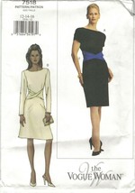 Vogue 7518 Bias Twist Waist Cocktail Dress Pattern Misses Size 12 14 16 ... - $14.69