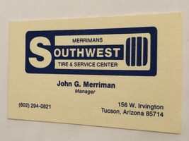 Merriman’s Tire &amp; Service Center Vintage Business Card Tucson Arizona BC2 - £3.10 GBP