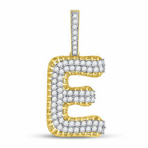 10kt Yellow Gold Mens Round Diamond E Letter Charm Pendant 1-3/8 Cttw - £915.29 GBP