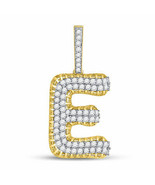 10kt Yellow Gold Mens Round Diamond E Letter Charm Pendant 1-3/8 Cttw - £925.02 GBP