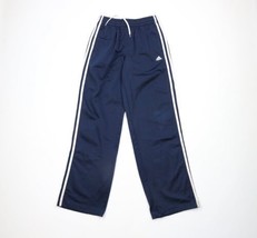 Vintage Adidas Mens Small Distressed Spell Out Striped Wide Leg Sweatpants Blue - £40.63 GBP