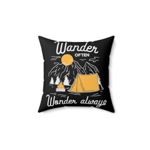 Adventure-Inspired &quot;Wander Often&quot; Faux Suede Square Pillow (18x18) - £24.83 GBP+