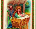 Nativity Scene Embossed Gilt Christmas Greetings 1910s DB Postcard  - $3.91