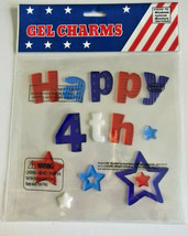 Happy 4th Of July USA Window Gel Clings Patriotic Stars Freedom Red White Blue - £14.62 GBP