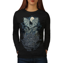 Wellcoda Midnight Demon Womens Long Sleeve T-shirt, Gargoyle Casual Design - £19.34 GBP