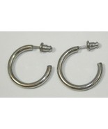 Vintage new old stock 70&#39;s silver tone plain hoop post earrings 3/4&quot; x 2mm - £3.99 GBP