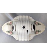 Antique Porcelain Flush Mount Ceiling Double Light Fixture w/ Pink Flora... - $1,096.63 MXN