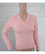 70s Sweater Marled Salmon Jumper Pullover Acrylic Nylon XS - €7,81 EUR