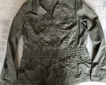 St John&#39;s Bay Women&#39;s Olive Green Utility Shacket Jacket  Sz Medium Coat - £18.50 GBP