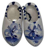 Vintage Hand Painted Delft Blue Holland Windmill Clog Shoe Hanging Ornament - £12.89 GBP