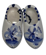 Vintage Hand Painted Delft Blue Holland Windmill Clog Shoe Hanging Ornament - $22.37 CAD