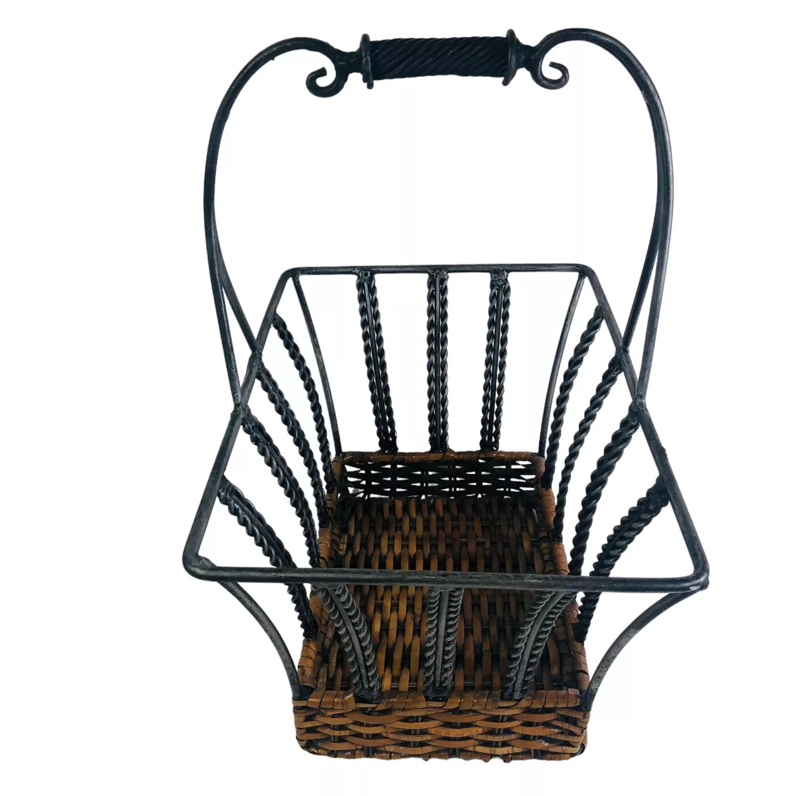 Metal + Wicker Basket w/ Handle 14"x15"x7" - $37.00