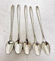 5 Eldan Prelude Floral Nickel Silver Plate Japan Iced Tea Spoons 7 1/4" ... - $28.22