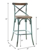 Zaire Bar Chair, Antique Sky &amp; Antique Oak Finish - €157,52 EUR