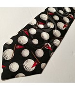 Head to Toes Mens Necktie Black White 100% Silk Golf Balls Tie  - £9.45 GBP