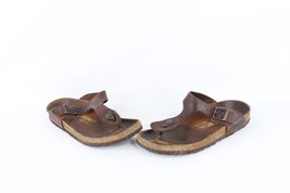 Vtg Birkenstock Womens 6 Distressed Leather Toe Thong Flip Flop Sandals ... - $39.55