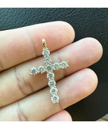 2ctw Round Lab Grown Diamond Religious Cross Large Pendant 14K Yellow Gold - $8,241.16 CAD