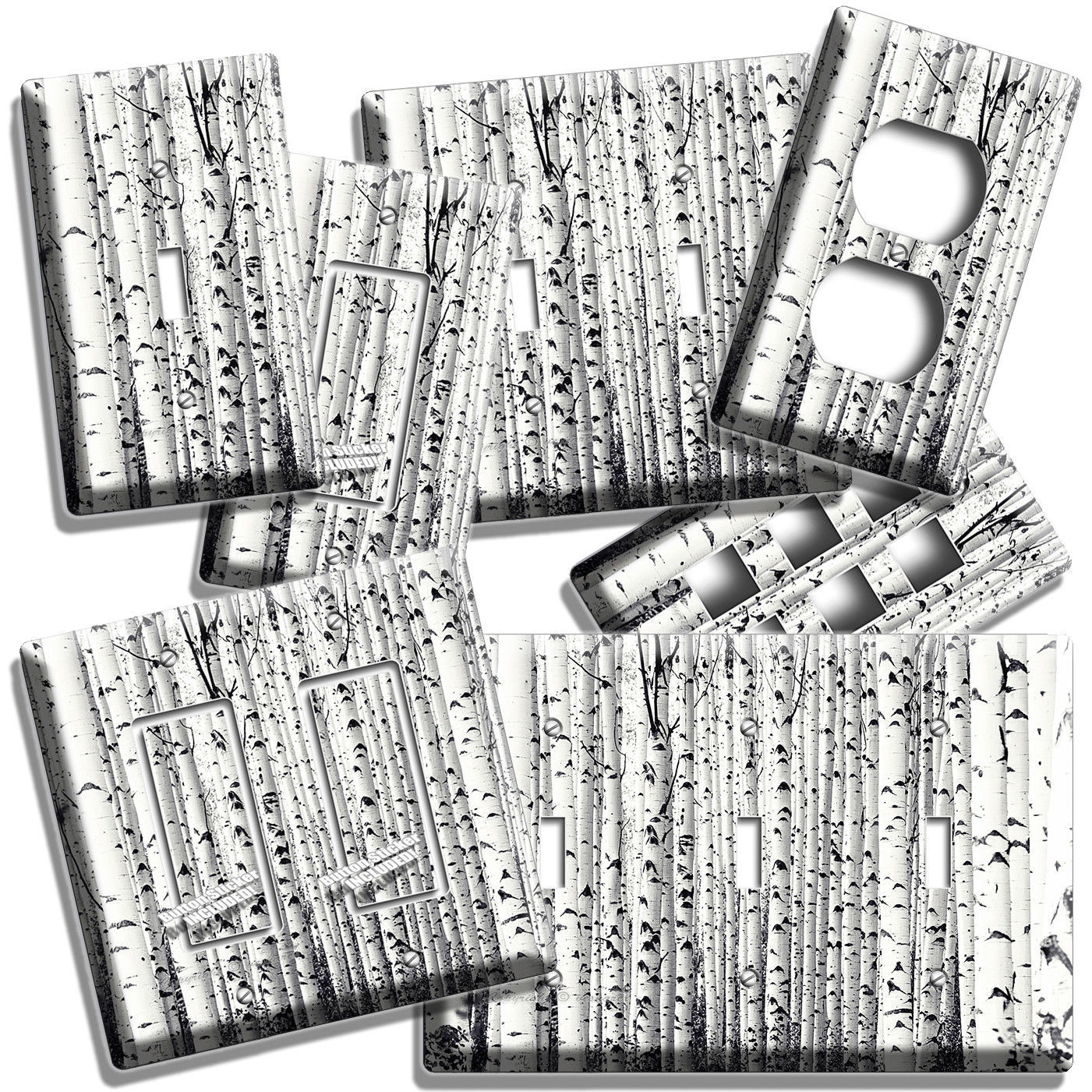 BIRCH GROVE TREE TRUNKS WILD WOODS FORREST LIGHT SWITCH WALL OUTLET PLATES DECOR