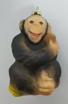 Vintage Blown Glass Monkey Bananas Chimpanzee 5&quot; Christmas Holiday Ornament  - £10.38 GBP
