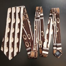 Alexander Lloyd Mens Necktie Formal Tie Stripes Abstract Brown Silk L63&quot;... - £8.48 GBP